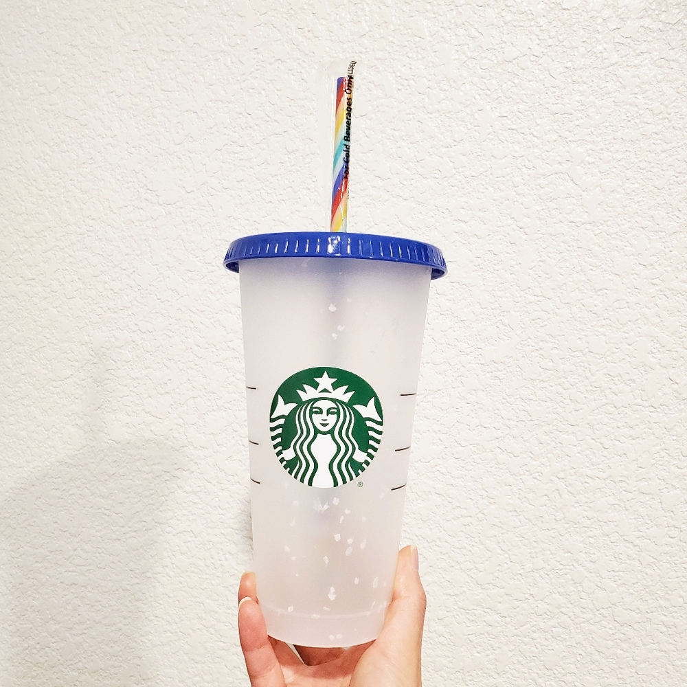 NEW Starbucks Rainbow Color Changing Confetti Cold Cup Tumbler Pride Straw 2020